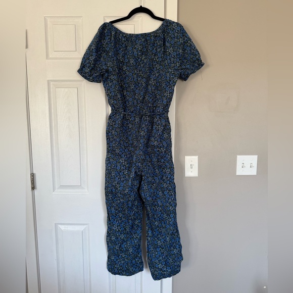GAP Short Sleeve Raglan Summer Jumpsuit Blue Floral size 12 - Picture 8 of 10